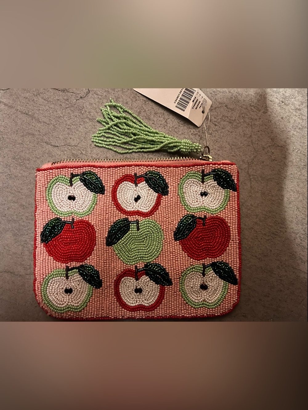 NWT Anthropologie Apple beaded pouch
